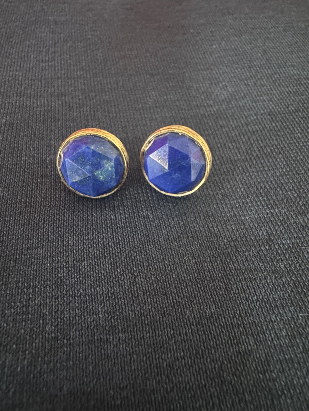 Melinda Maria Gold-Trim Faceted Lapis Blue Stud Earrings
